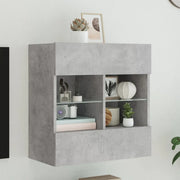 Mobile TV a Parete con Luci LED-Mobile TV a Muro Grigio Cemento 58,5x30x60,5 cm