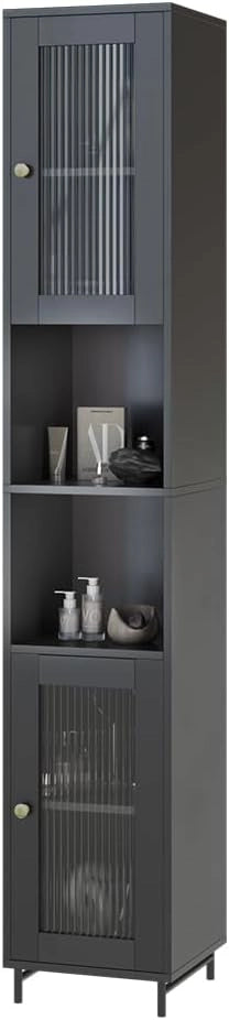 Mobiletto da bagno Malte, Grigio, 30 x 171.5 cm, per la conservazione di accessori da bagno e combinabile con Malte