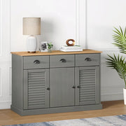 Credenza Cassetti VIGO-Buffet-Armadio da cucina 113x40x75 cm Legno Massello Pino Grigio