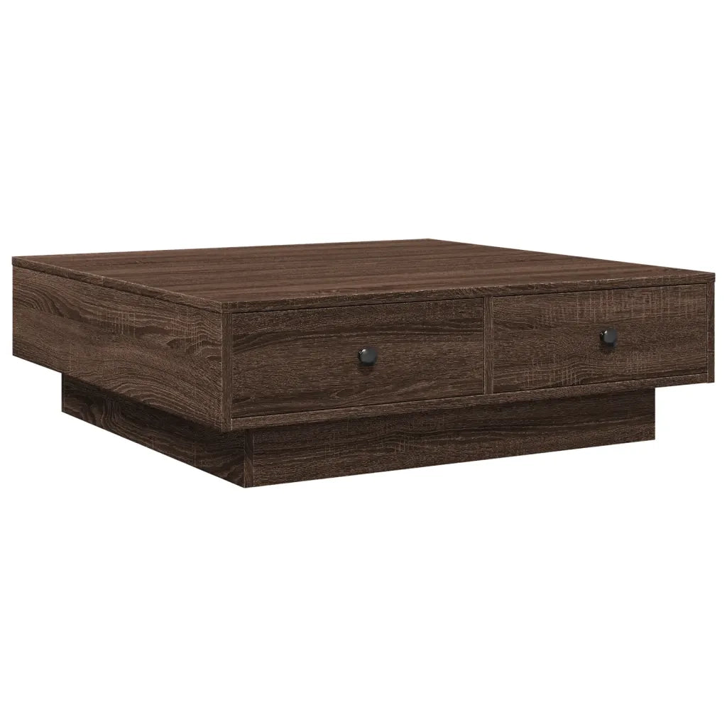 Tavolino da Salotto-Tavolino da soggiorno-Tavolo Rovere Marrone 90x90x28cm Legno Multistrato