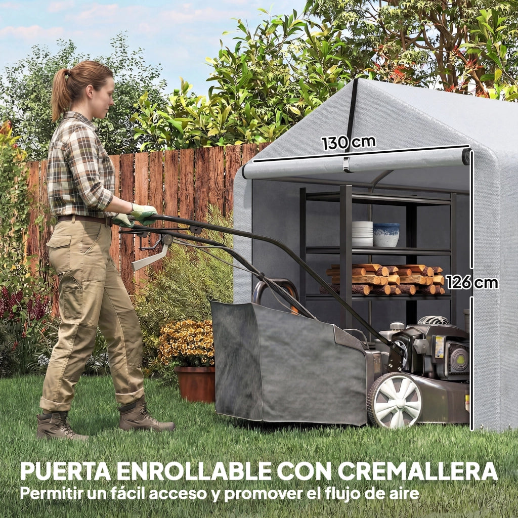 Capanno da Giardino per Attrezzi e Biciclette ¨C zephmum ¨C Grigio Acciaio Galvanizzato