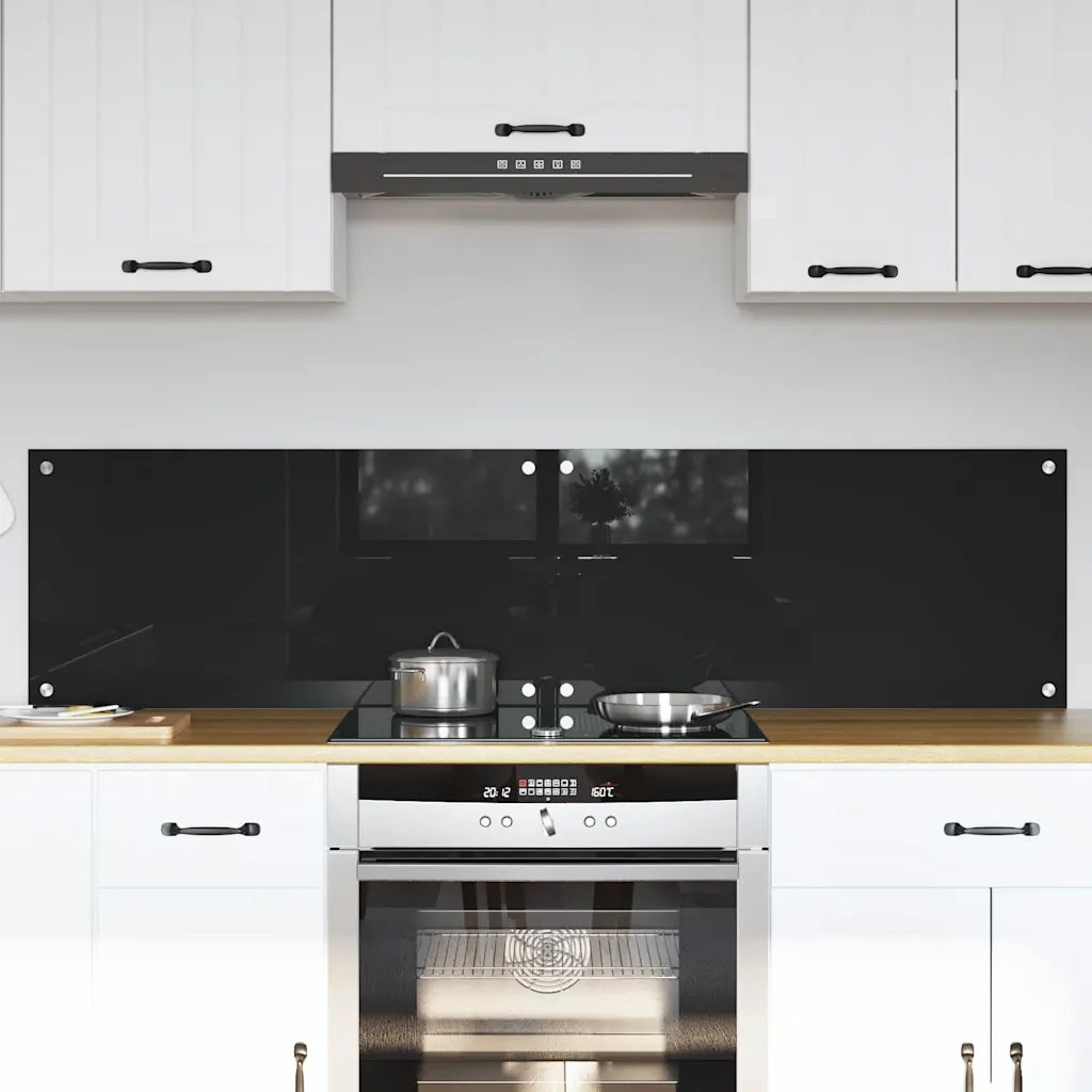 Schienale da cucina 2 pcs Nero 80 x 40 cm vetro temperato
