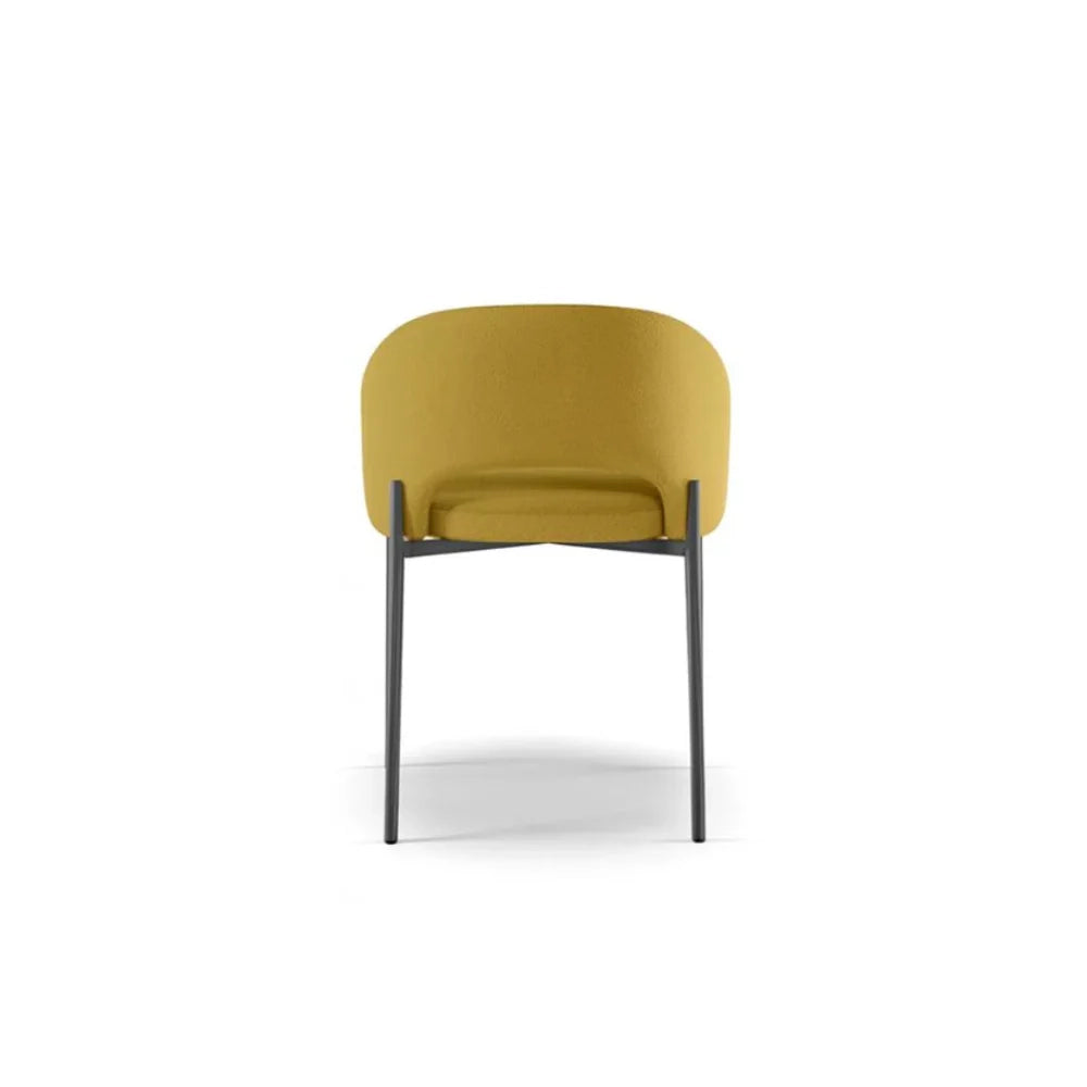 Set di 2 sedie da pranzo imbottite in tessuto giallo Siena con struttura in metallo facili da pulire | Duzzle