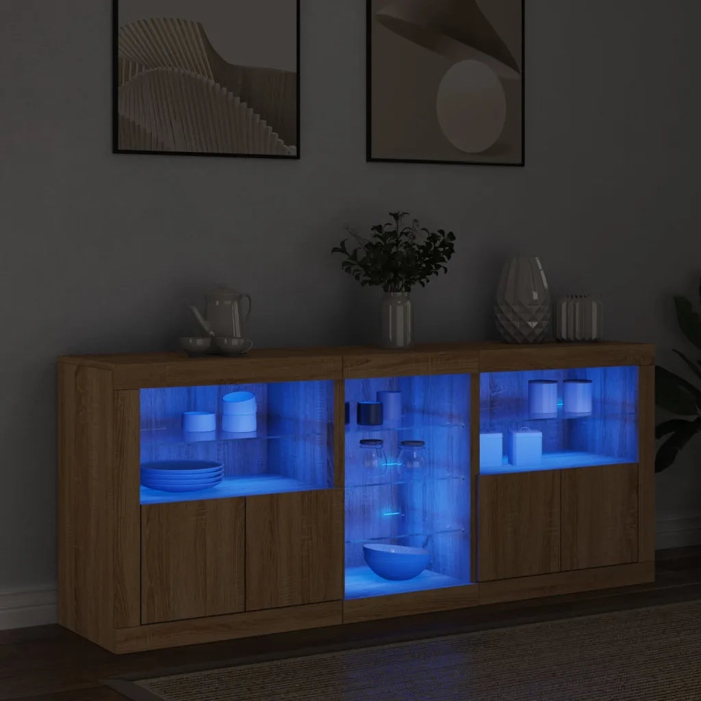 Credenza con Luci LED Rovere Sonoma 162x37x67 cmcod mxl 109927