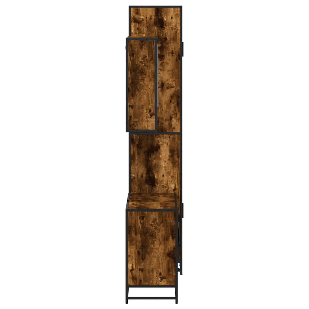 Set Mobili da Bagno 3 pz Rovere Fumo in Legno Multistrato 3301112