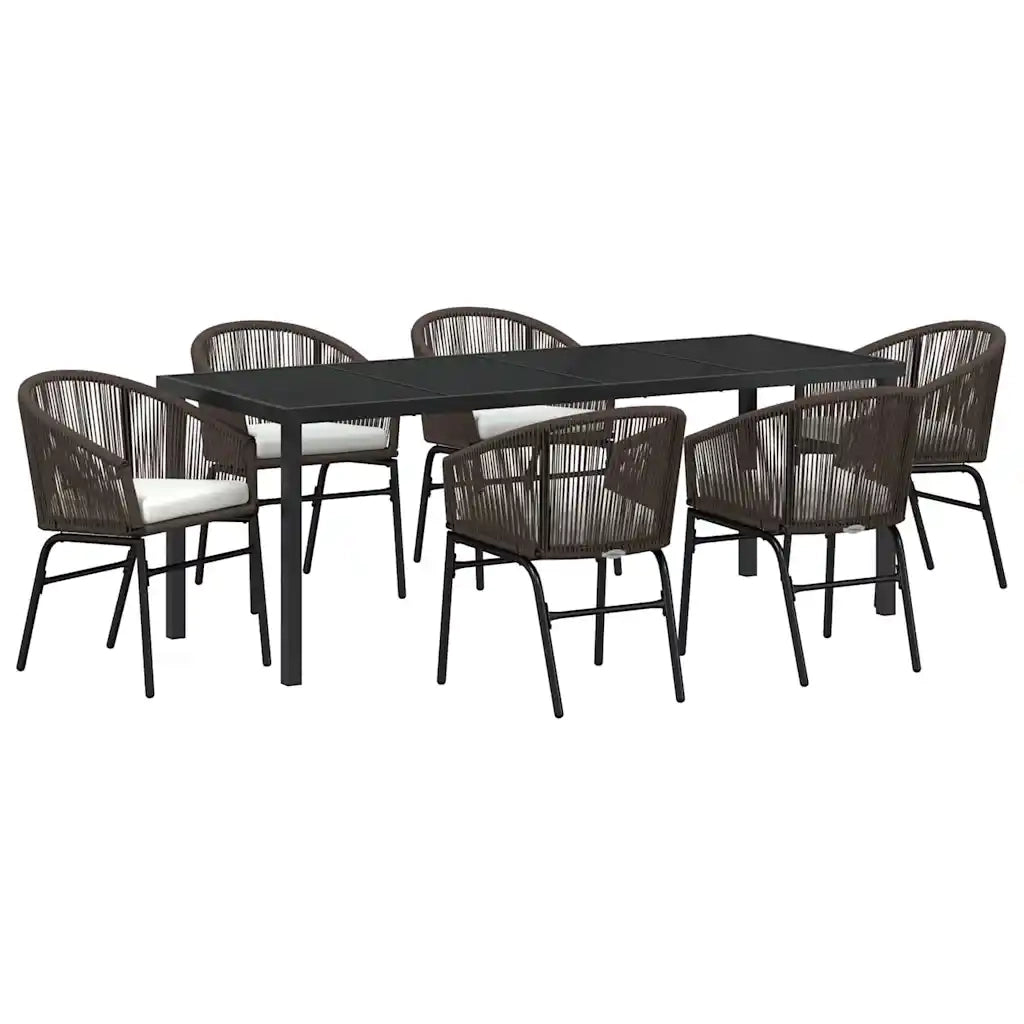 Set da Pranzo per Giardino 7 pcs Marrone 3379357