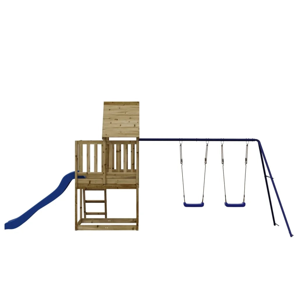 Area giochi all'aperto con altalene scivolo e robuste strutture per arrampicarsi  giochi da giardino 564 x 235 x 228 cm legno di pino impregnato 02_0004819