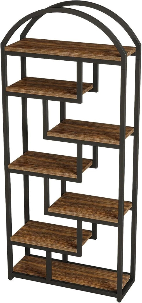 LIBRERIA 180 cm Design industriale MDF e metallo Nero/Marrone rustico
