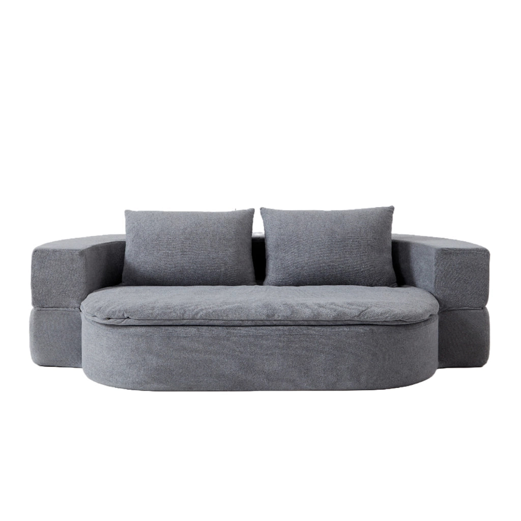 Divano letto pieghevole 3 in 1 trasformabile, con schiuma ad alta densità, tessuto sfoderabile, colore grigio chiaro