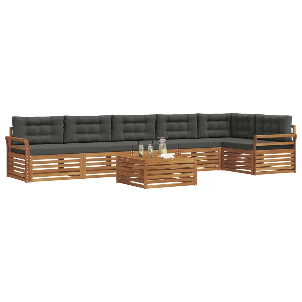 Set di divani da esterno con cuscino 7 pcs Naturale e Antracite 3373582