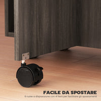 Tavolo Salvaspazio a Ribalta 120x60x76,5 cm con Armadietto e Cassetti Rivestimento in Melamina Grigio