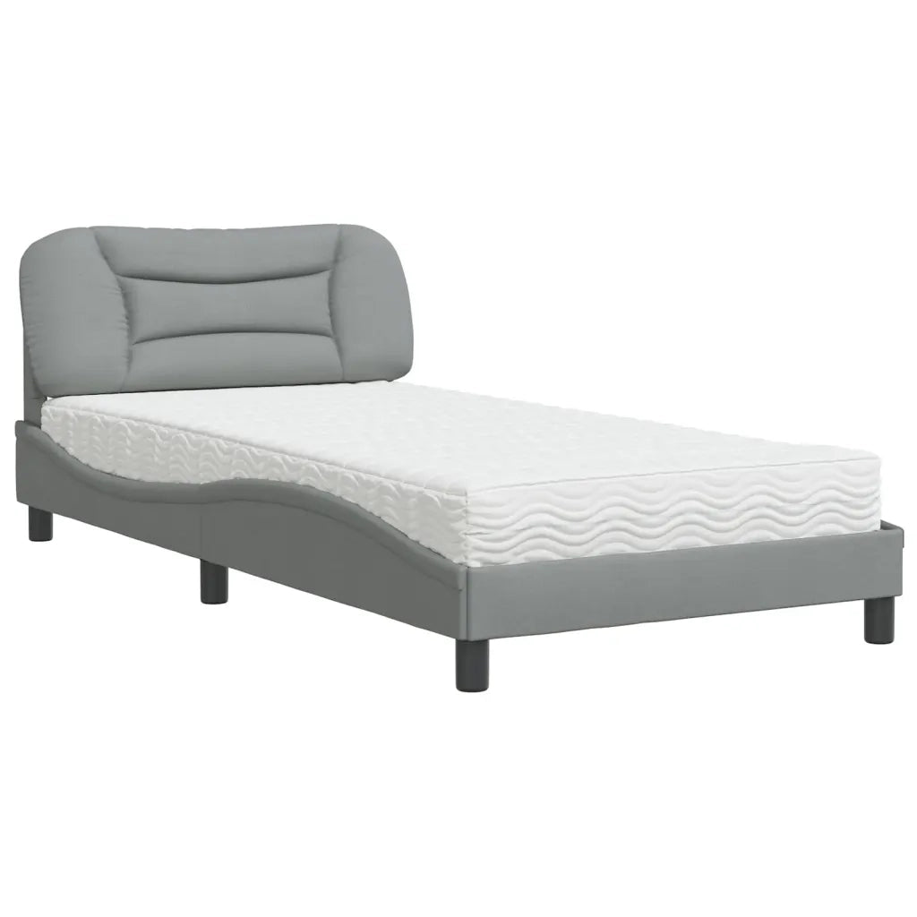 Letto con Materasso Hvar Grigio Chiaro 100x200 cm in Tessuto 3208513