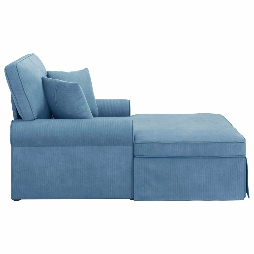 Chaise Longe con Gonna con cuscino 3 pz Blu Tessuto in Cords CFW6190751