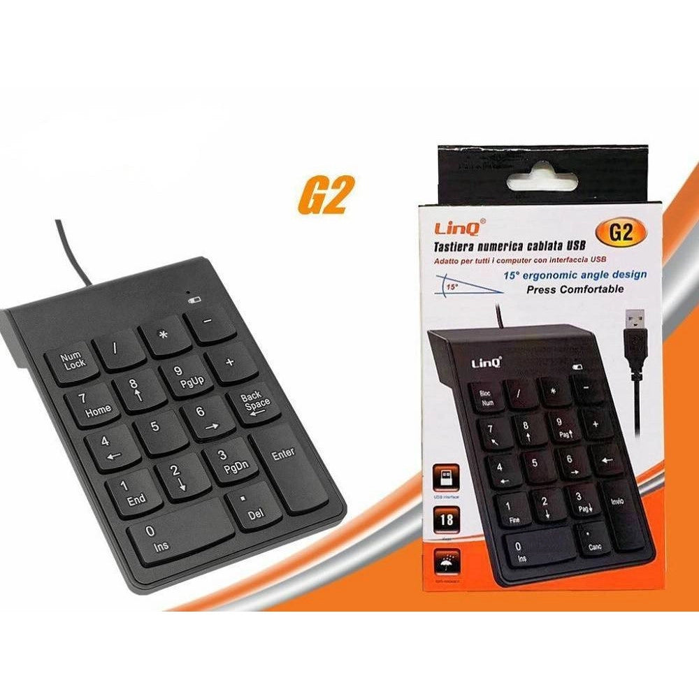 Trade Shop - Tastiera Tastierino Numerico Cablato Usb Per Pc Notebook G2 Sottile 18 Tasti -