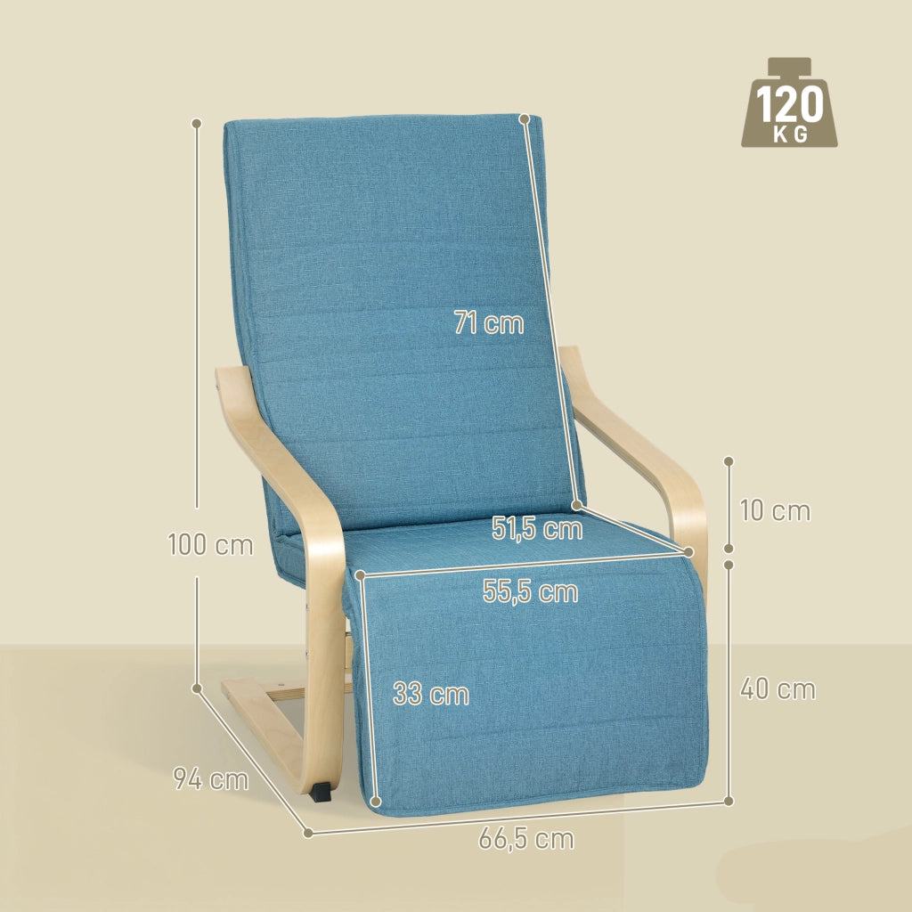 Poltrona Relax con Poggiapiedi Regolabile ¨C Zephmum ¨C 66,5x94x100cm Blu