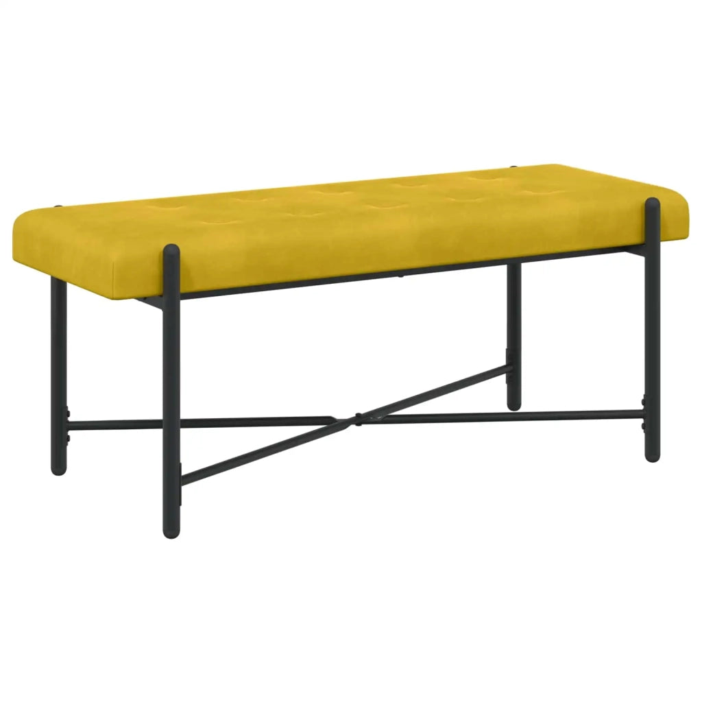 Panchina con bottoni e cuscini Giallo 110 x 40 x 46 cm Velluto 42038392