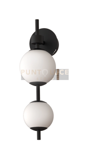 TOLOMEO-A Applique 2 luci led 12W 4000k 810L in metallo nero sfere satinate