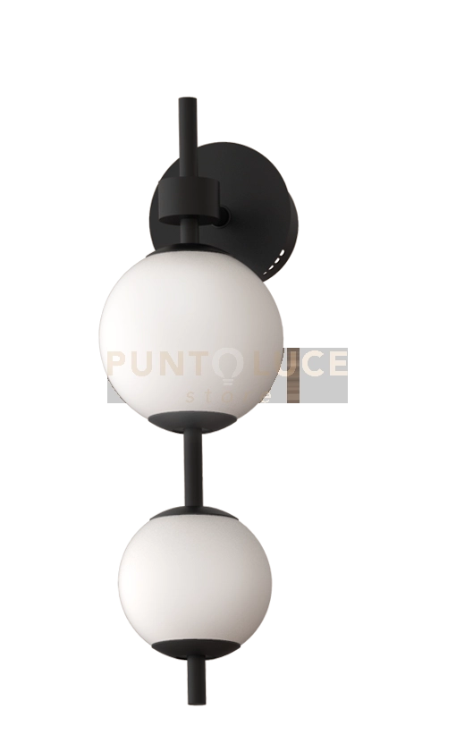TOLOMEO-A Applique 2 luci led 12W 4000k 810L in metallo nero sfere satinate