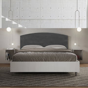 Letto matrimoniale senza rete 160x190 bianco frassino testata microfibra grigio Antilia