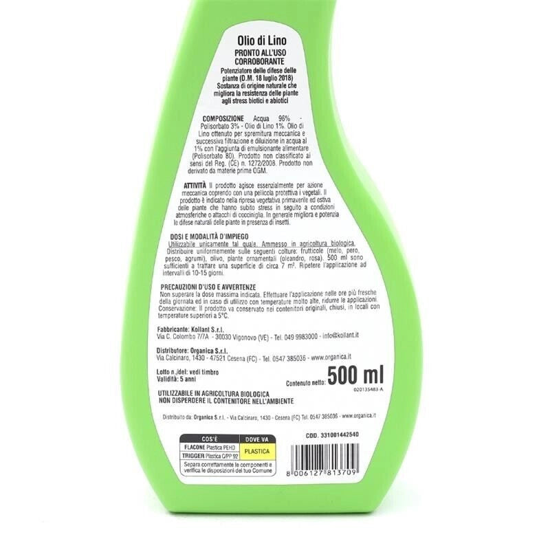 OLIO VEGETALE DI LINO IN CONFEZIONE TRIGGER DA 500 ML