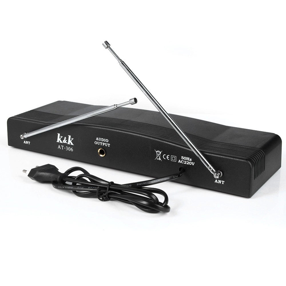 Trade Shop - Kit Coppia Microfoni Professionali Wireless Con Centralina Vhf Bicanali At-306 -