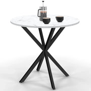 IDMarket - Tavolo da pranzo rotondo per 4 persone ALIX con gamba a ragno nera e piano ALASKA 80 cm effetto marmo bianco