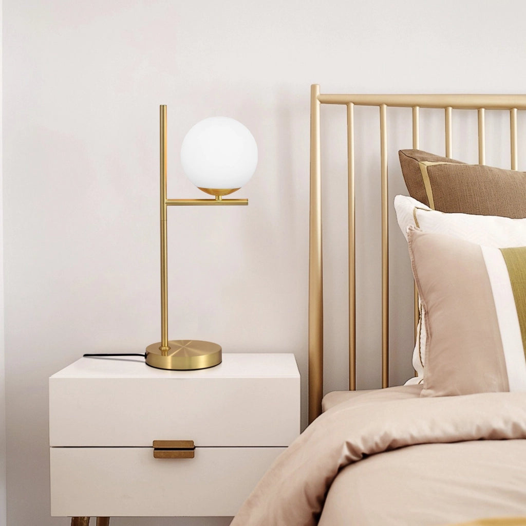 ZMH Lampada da tavolo vetro bianco moderna base industriale E27 interruttore per soggiorno camera letto