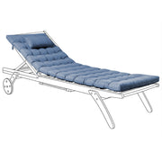 Cuscino per lettino da sole in poliestere blu, resistente ai raggi UV e idrorepellente, con lacci e poggiatesta, imbottitura spessa
