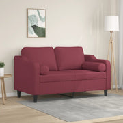 Divano a 2 Posti con Cuscini-Sofa 2 Posti con Cuscini Rosso Vino 120 cm in Tessuto 104977