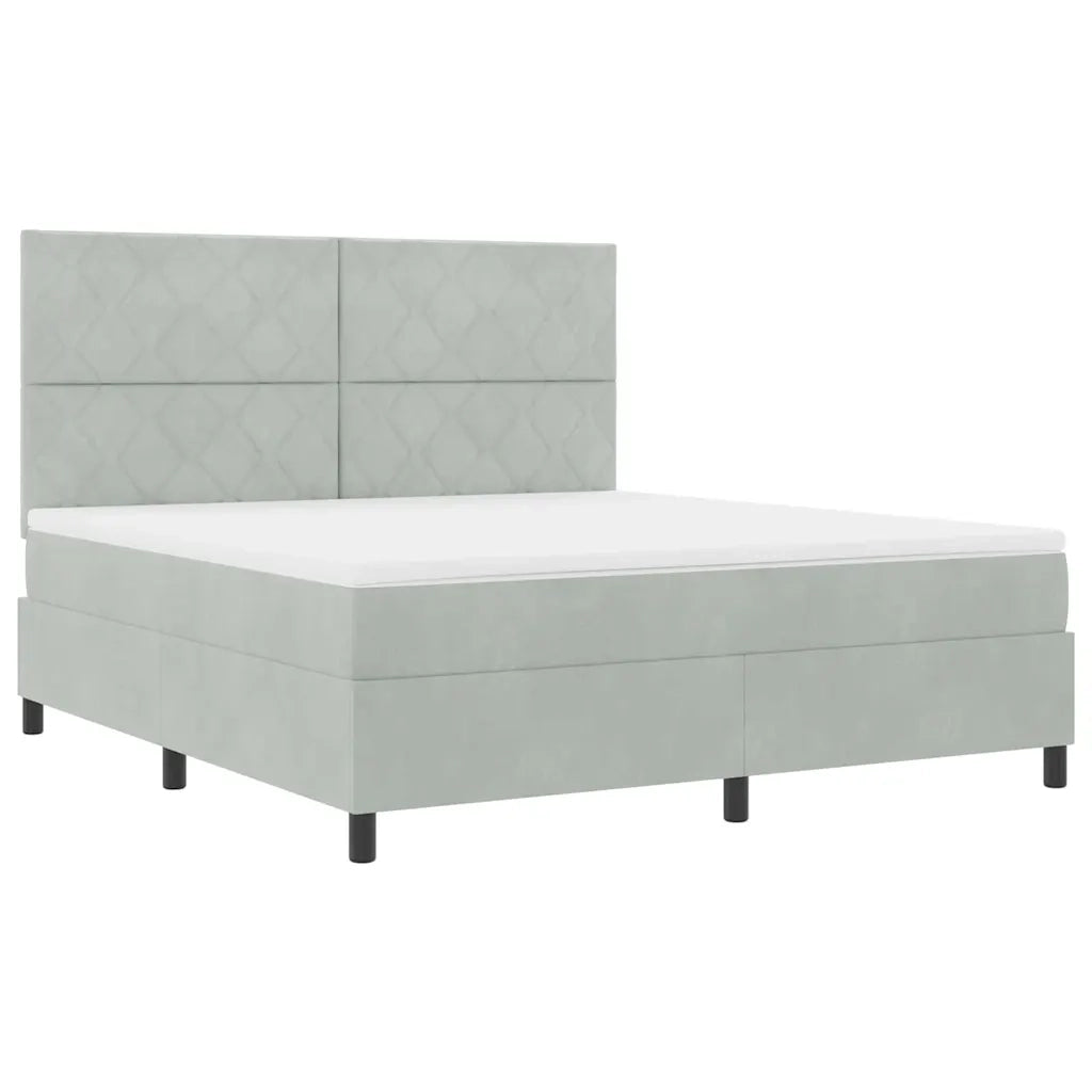 Letto a Sorgente LED Grigio chiaro 180 x 200 cm Velluto 3343394
