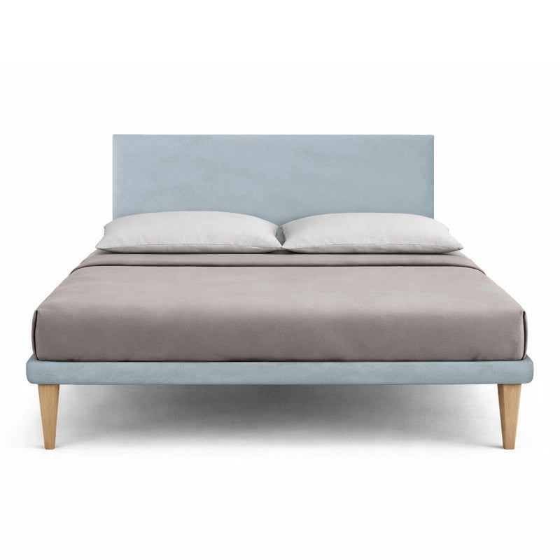 Letto imbottito Letto Matrimoniale alla Francese 140x190 cm Flat - Con rete,Microfibra,Azzurro