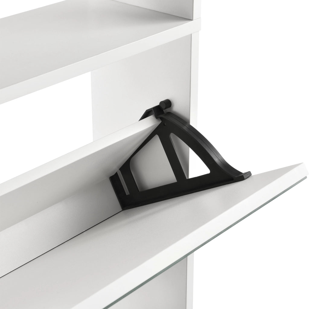 Scarpiera Vogar con 4 Contenitori Ribaltabili Mobile Portascarpe con Ante a Specchio 134x63x17 cm Bianco [en.casa]