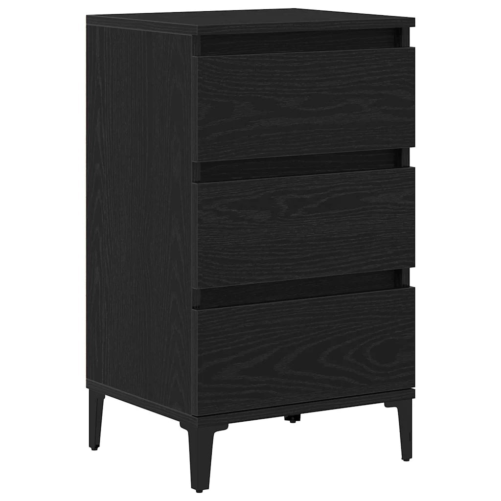 Comodino | Armadio da Notte | Mobiletto da notte Rovere Nero 45 x 35 x 44 cm Legno multistrato