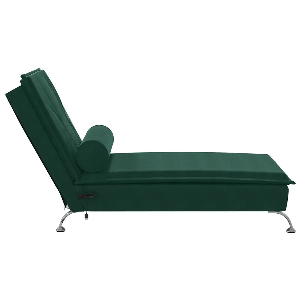 Chaise Longue Massaggi con Capezzale Verde Scuro in Velluto CFW9592668