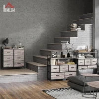 Cassettiera con 6 Cassetti Pieghevoli di Tessuto con Struttura in Acciaio Stile Industriale 79x29x85 cm Grigio