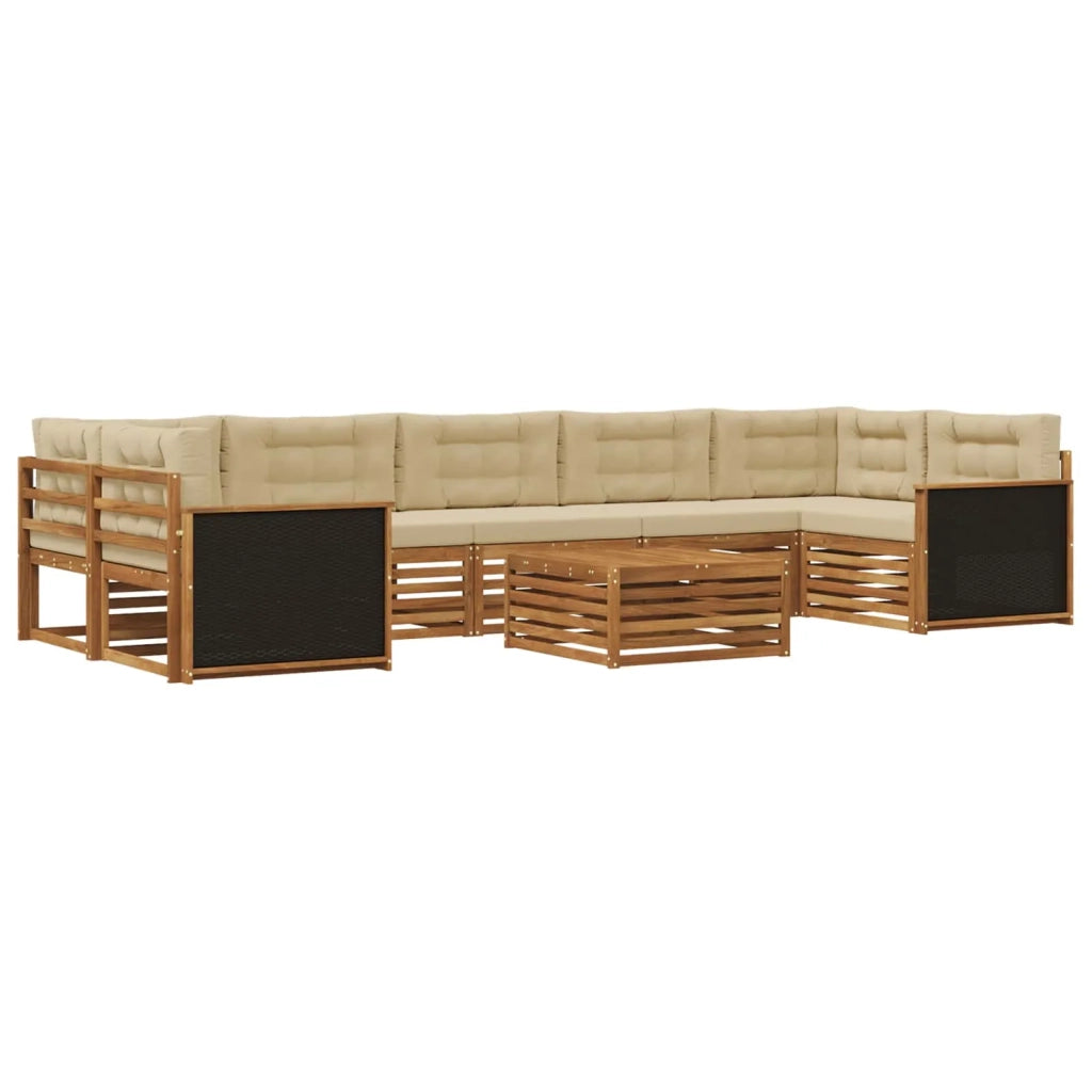 Set di divani da esterno 8 pz Naturale e Beige 3383136