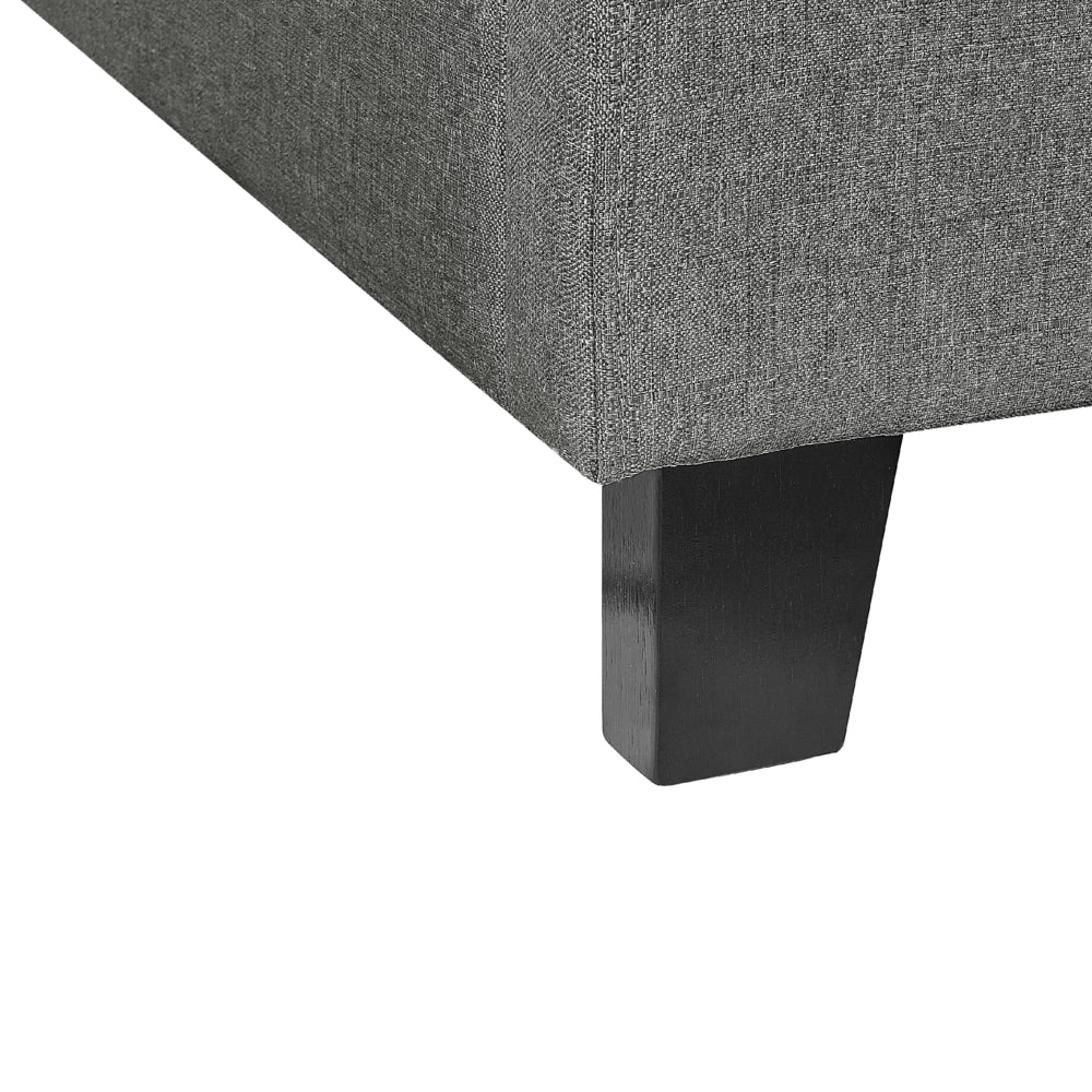 Letto singolo 90 x 200 in tessuto grigio con rete a doghe senza testiera