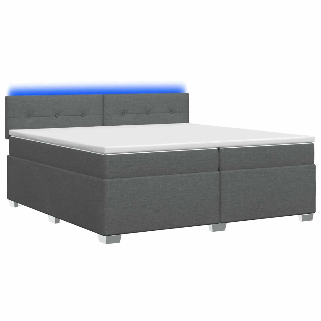 Letto con Box Spring, Materasso e LED Grigio Scuro 200 x 200 cm 3452023