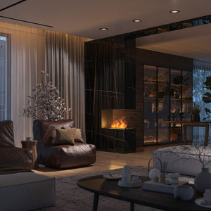 Camino a Vapore Elettrico da Incasso 80x50x40 cm Invapo U800 in Acciaio Nero