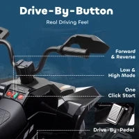 Quad elettrico per bambini, a 24V con 4 ruote, fari, porta USB, e funzione MP3, 3-8 anni, Nero