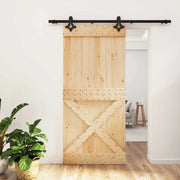 Porta scorrevole Naturale e Nero 95 x 210 cm 3445077