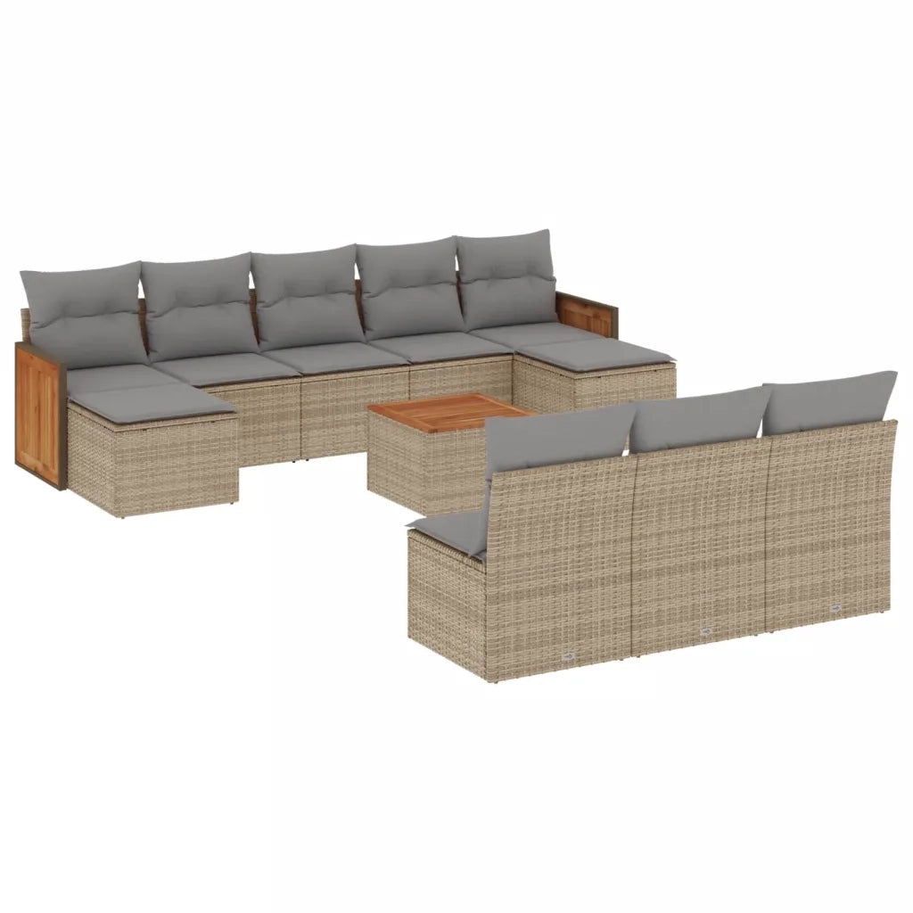 Set Divani da Giardino 11 pz con Cuscini Beige in Polyrattancod mxl 92683