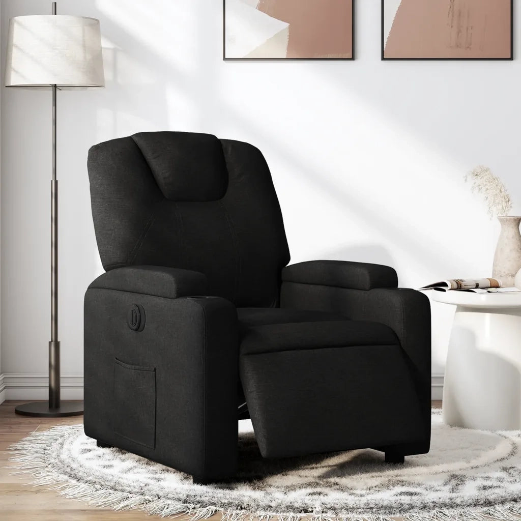 Poltrona Elettrica Reclinabile Nera in Tessuto 3204346
