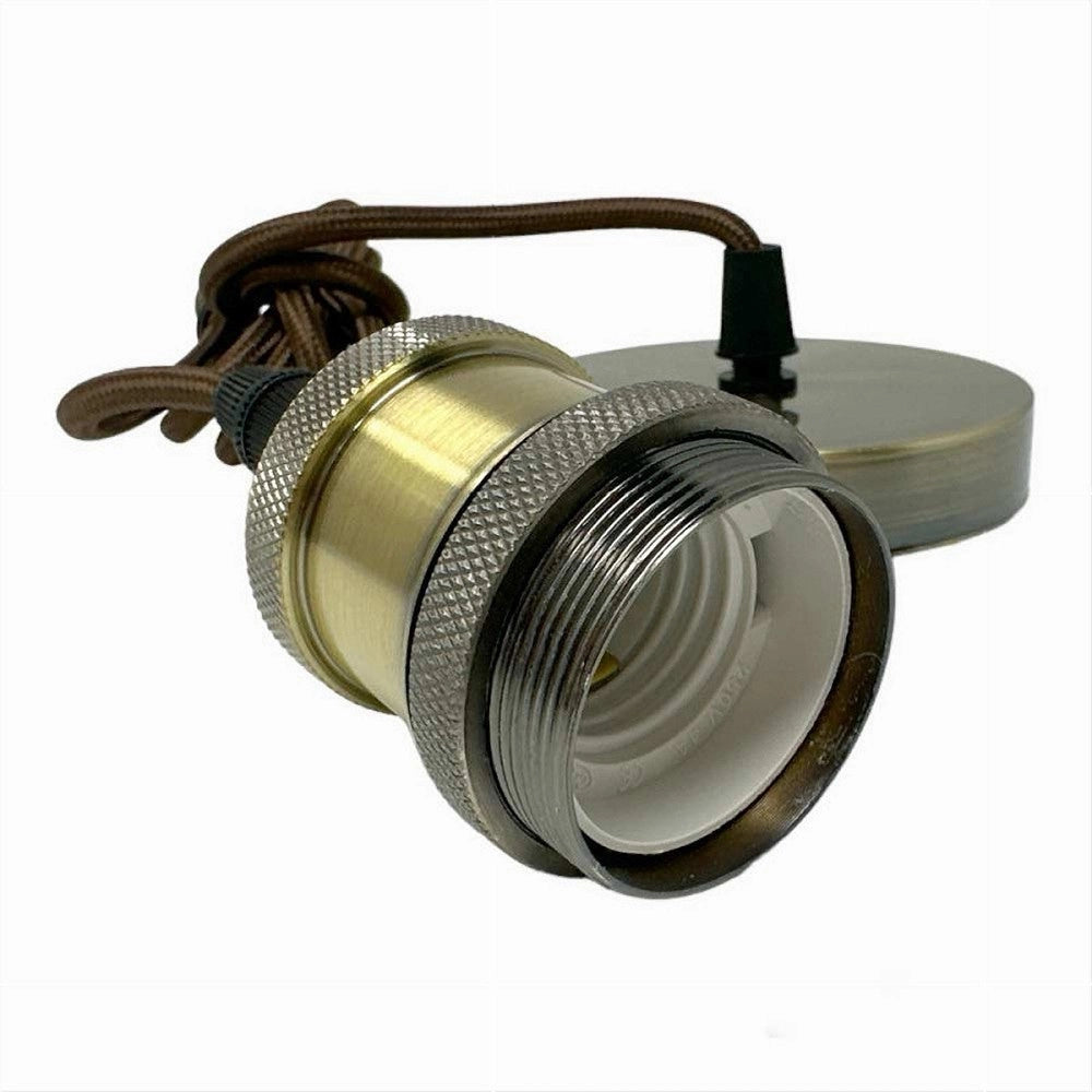 Trade Shop - Lampadario Portalampada A Sospensione Vintage Bronzo Per Lampadine E27 2mt E27-2m-v -