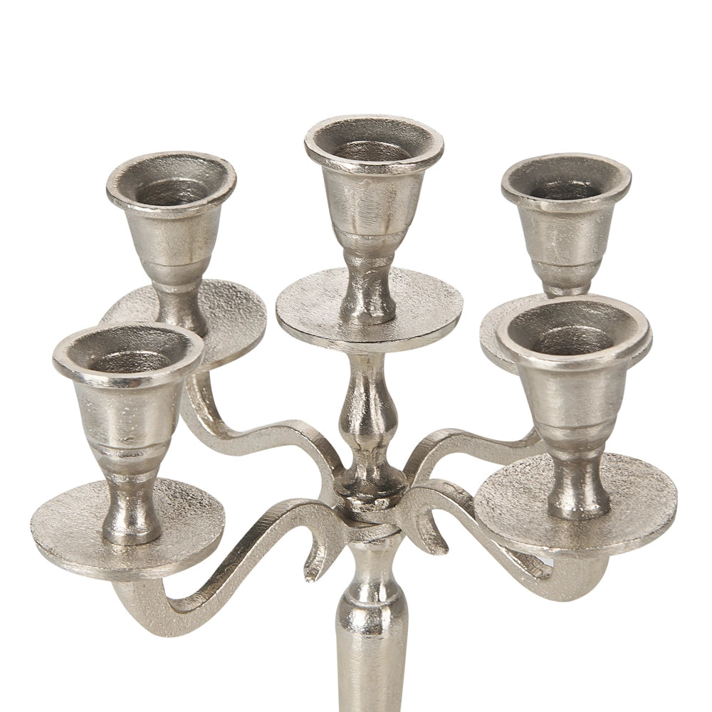 Candelabro Argento Metallo 5 Candele Tradizionale Vintage Fatto A Mano Sala Da Pranzo Camera Da Letto