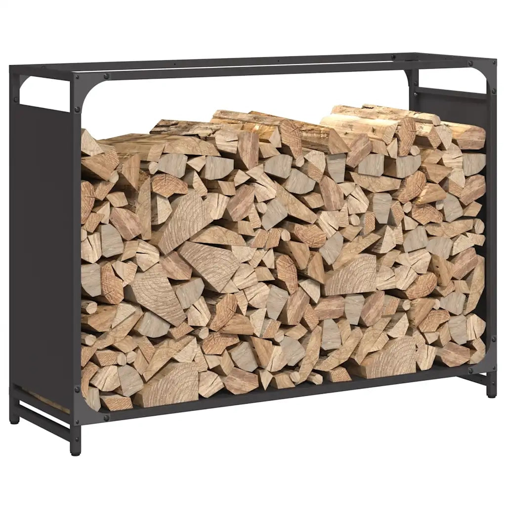 Rastrelliera per Legna da Ardere Nera 90x28x65 cm 864203