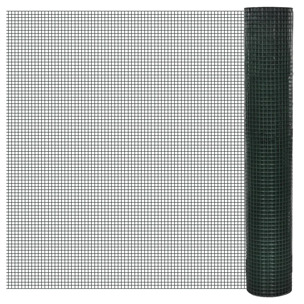 Recinto Pollaio in Rete Zincato Rivestimento PVC 10x1 m Verde