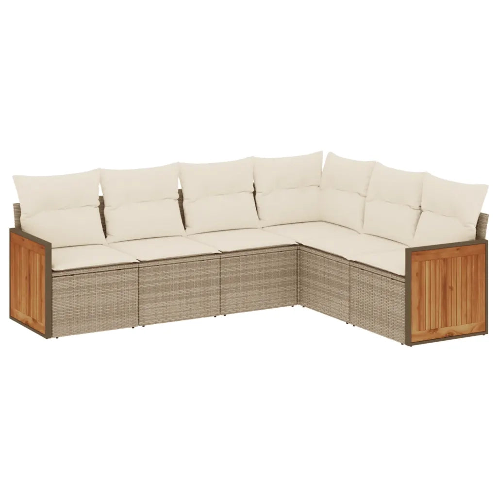 Set Divano da Giardino 6 pz con Cuscini Beige in Polyrattancod mxl 88849