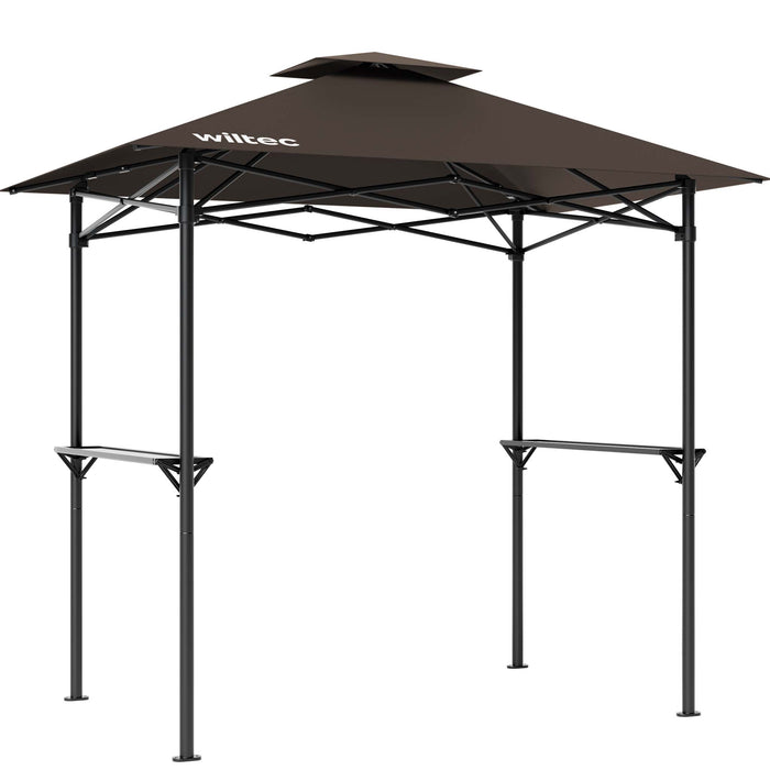Gazebo per barbecue color caffè 2,45 x 1,52 m con telone di copertura e due ripiani