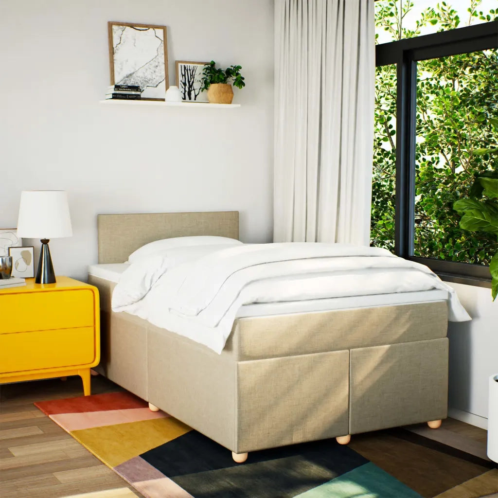 Giroletto a Molle con Materasso Crema 120x190 cm in Tessuto 3288917